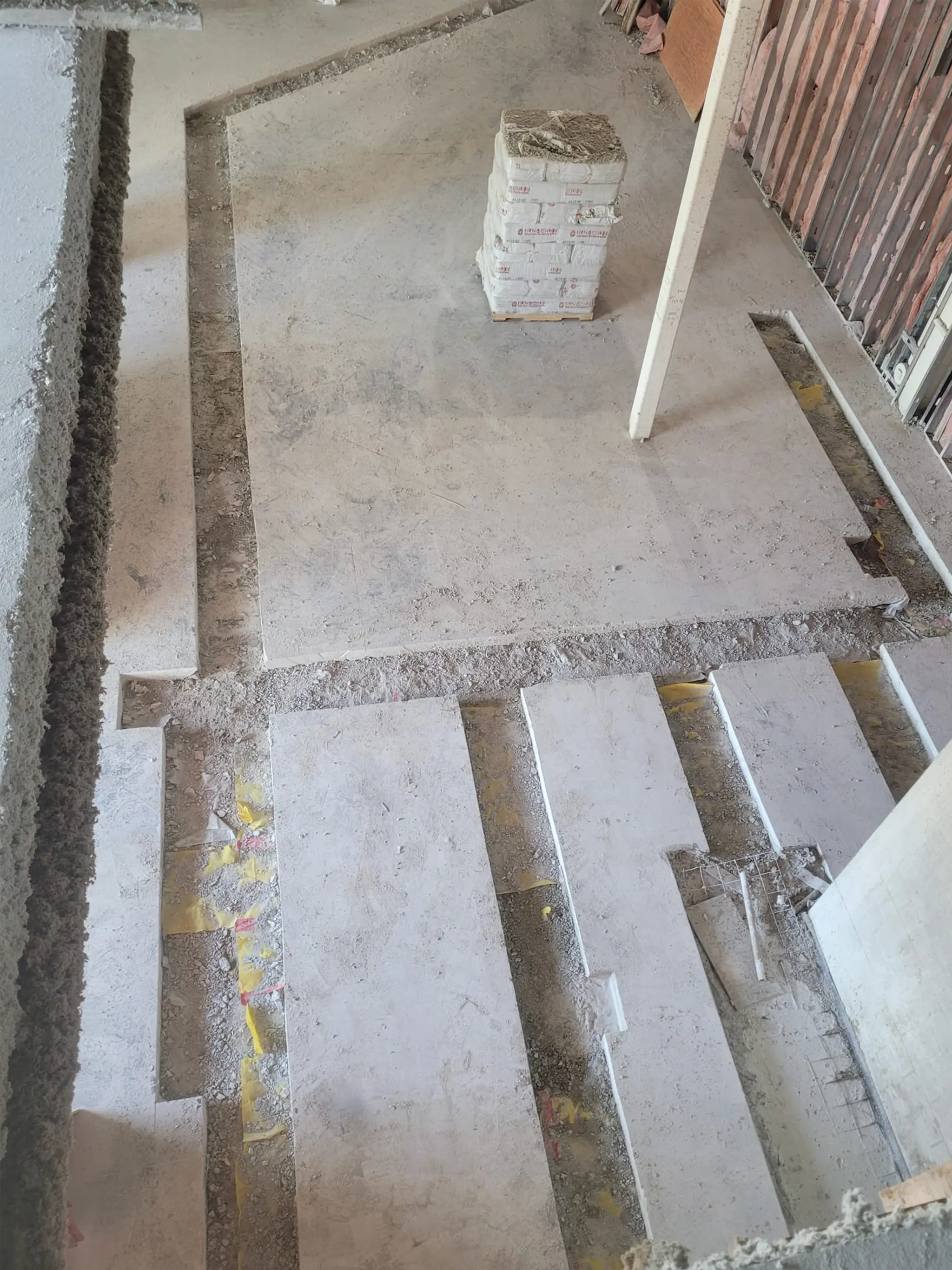 Precision concrete cutting in progress